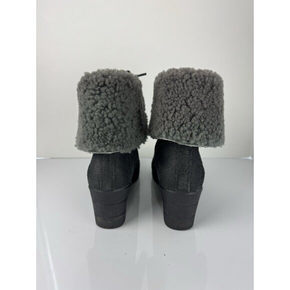 Ugg Zea Shearling Cuff Wedge Ankle Boot Suede Waterproof 1003360 Womens Size 8 - Picture 4 of 9
